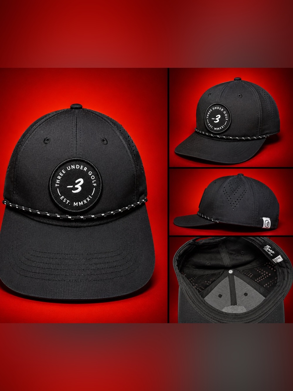 Black Rope-Trim Performance Cap